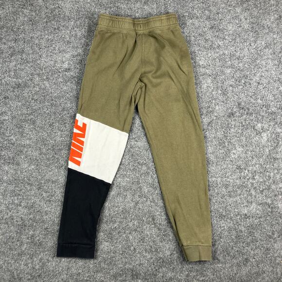 Nike Jogger Sweatpants Boys Size L Olive Colorblock Cuffed Logo Athletic Pants - Picture 8 of 10